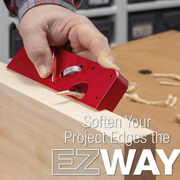 Woodworking Edge Corner Plane Tool for chamfering and trimming wood, close-up of blade