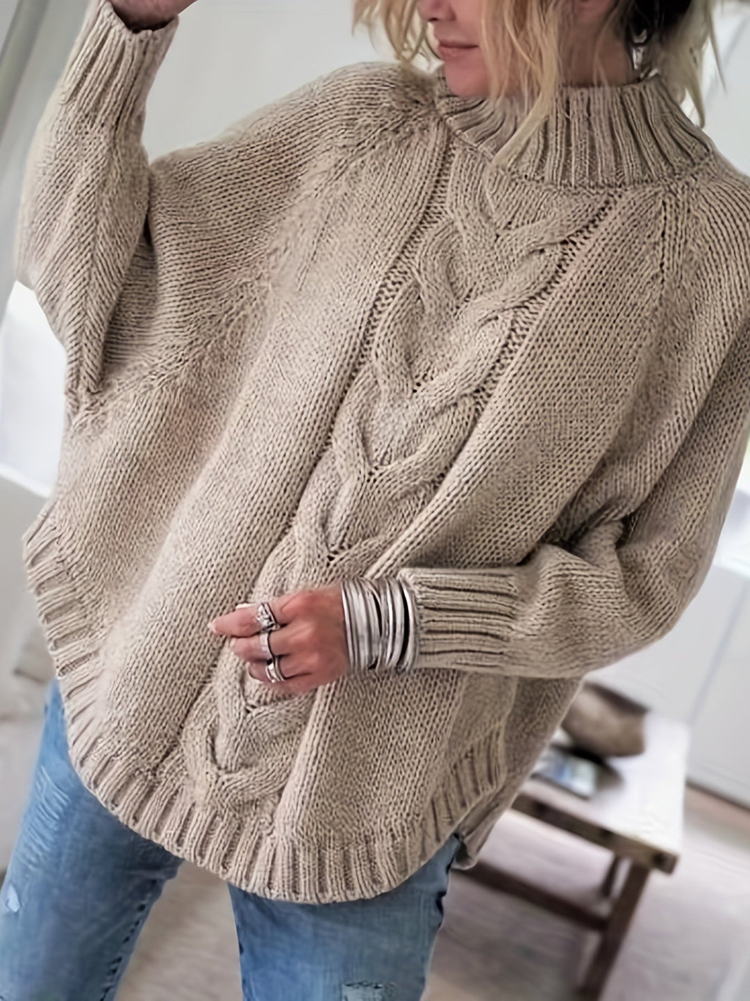 Stylish Wren women's patterned sweater, a chic fall fashion piece with a relaxed fit & soft feel.