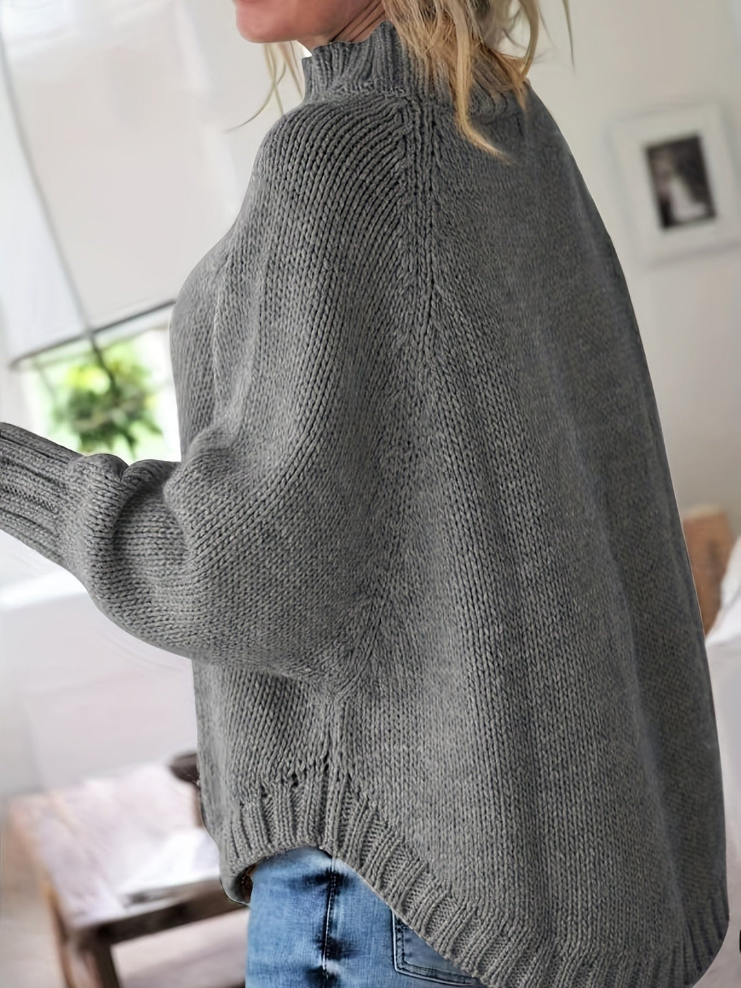 Unique patterned Wren women's sweater, a relaxed fit and cozy top for stylish fall & winter wear.