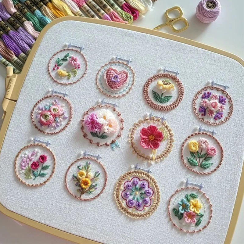 Unisex Small Flower Frame Embroidery Kit | DIY Craft Art