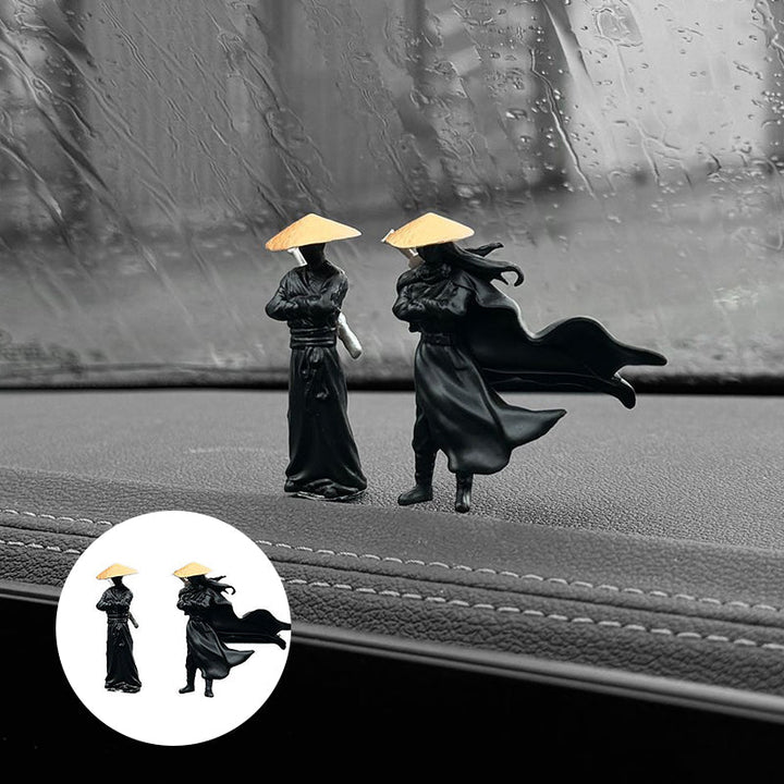 Youxia Knight-Errant car ornament set, samurai inspired dashboard decor with justice symbol